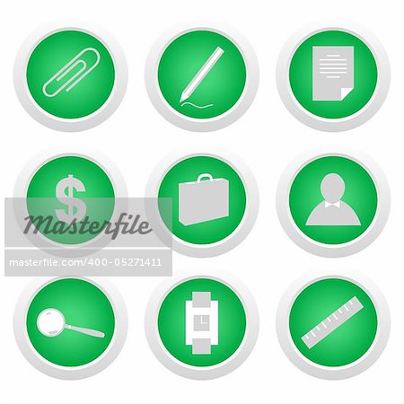Green sticker with icon 9. Vector