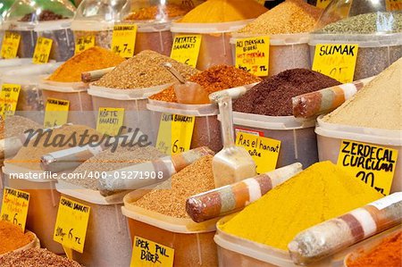 Spices on display on sale at market