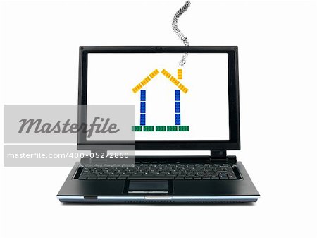 A laptop computer isolated against a white backgroun d