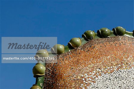 Artistic dragon shaped roof of Casa Batlo