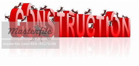 under construction website or webpage building ants constructing word isolated image work in progress or maintanance
