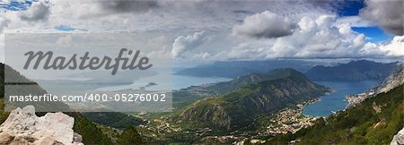 View from 1245 meters heigh to the Kotor Bay in Montenegro