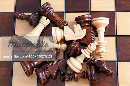 Chess pieces on the chessboard