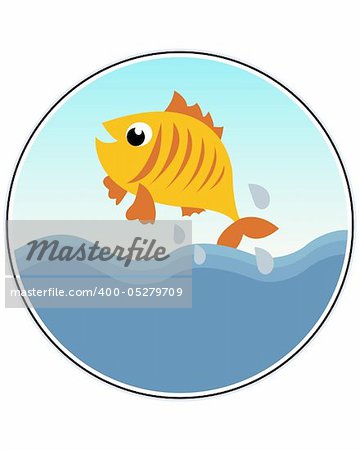 A Happy Goldfish - funny vector illustration