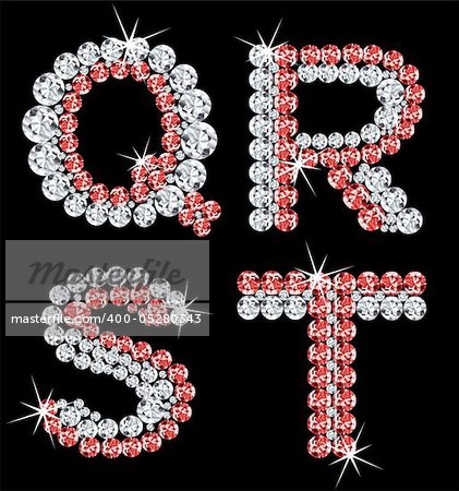 Set of diamond alphabetic letters . Vector illustration (5)