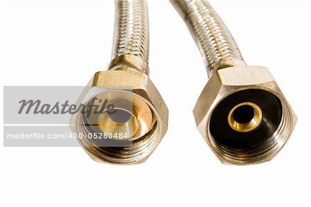 Two parts of sanitary hose isolated on the white