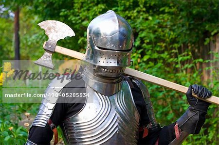 knight in shining armor on a green background