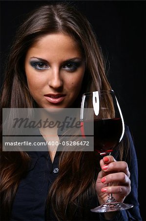 beautiful woman drinkink wine