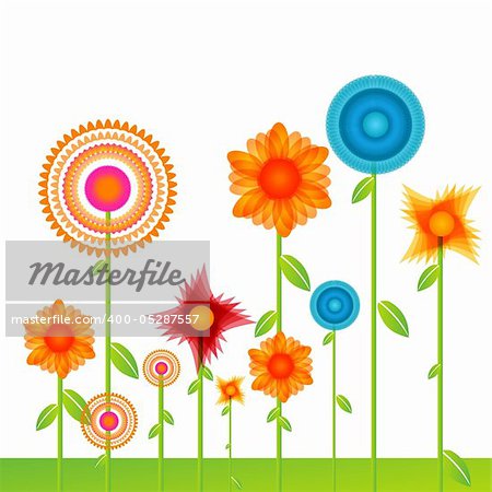 illustration of vector background with flowers on white background