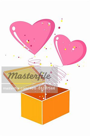 illustration of valentine card with hearts on white background