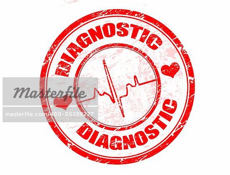 Red grunge rubber stamp with the word diagnostic written inside