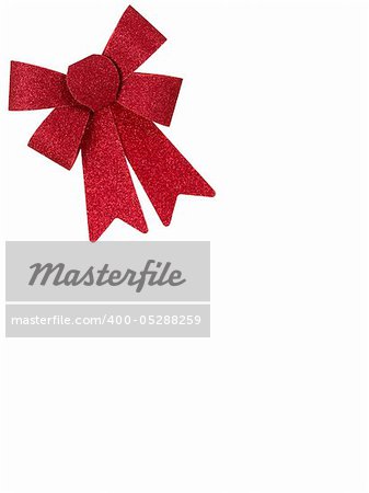 A red bow isolated against a white background