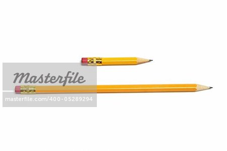 Long and Short Pencils on White Background Long and Short Pencils on White Background