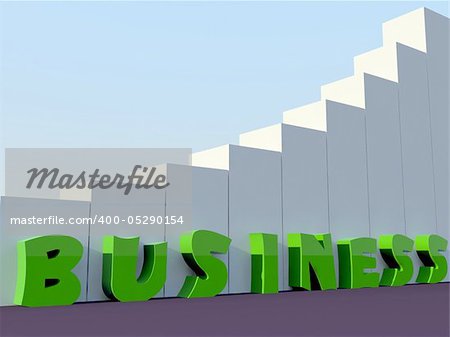 green business word stand along with building blocks