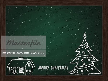merry christmas card on chalk board