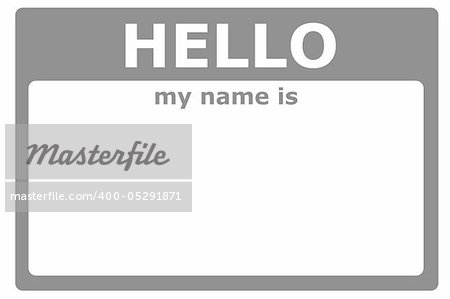 hello my name is sign with blank white copyspace for text message