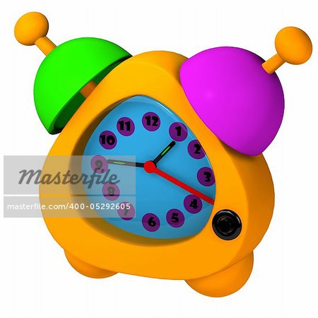 Orange alarm clock 3d rendered