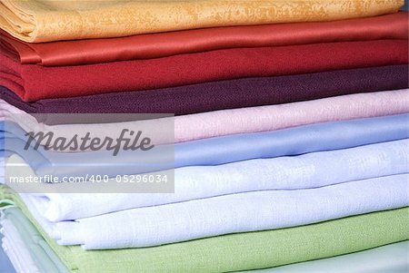 close-up view of stack of textile