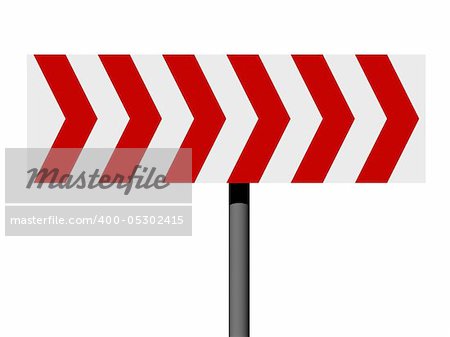 Red and white direction sign isolated on a white background