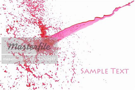 splash of pink fluid on the wall. isolated on white. with clipping path.