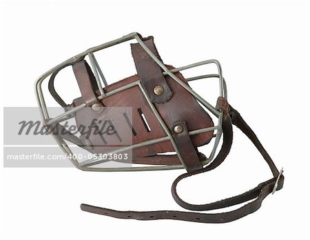 Brown leather muzzle isolated on a white background
