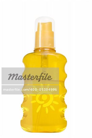 oil product, sun protection on white background