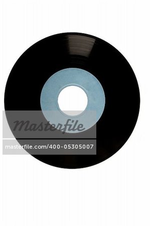 front view of black vinyl with blue label