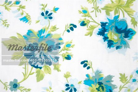 flower fabric texture, green plants on white background