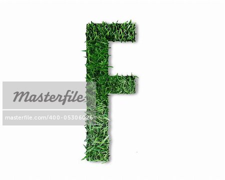 Letter designed as if being cut from grass