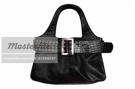 black bag with the belt against the white background