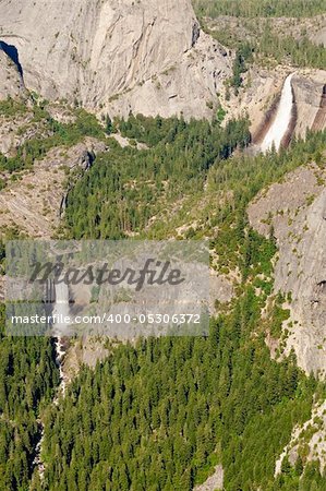 Nevada and Vernal falls in yosemite national park seen from sentinel dome