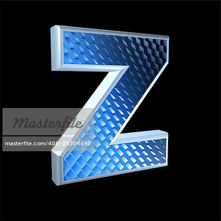 abstract 3d letter with blue pattern texture - Z