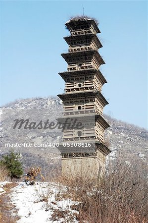 Landmark of an ancient pagoda in Xian China