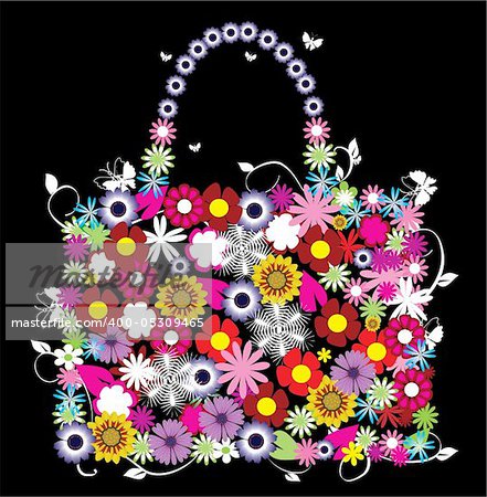 vector illustration of floral bag