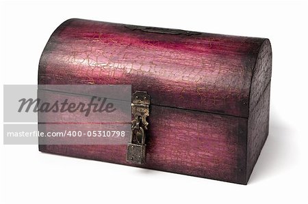 Handmade closed wooden box, isolated on white.