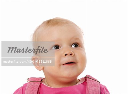 Happy Toddler girl portrait isolated on white