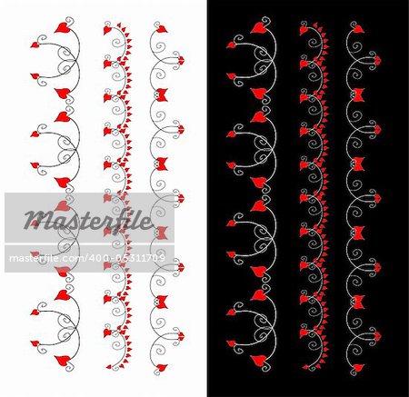 Love heart design element, border, pattern, vector love flowers set3