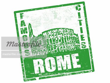 Grunge rubber stamp with Colosseum and the word Rome inside, vector illustration