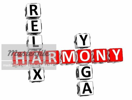 3d Harmony Relax Yoga Crossword on white background