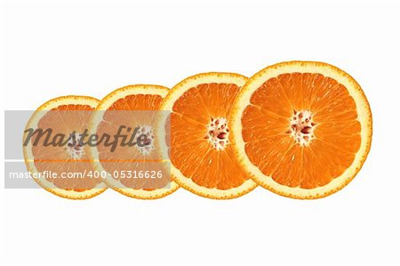 Orange slices isolated on white background