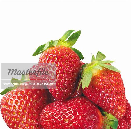 Few fresh strawberries isolated on white background