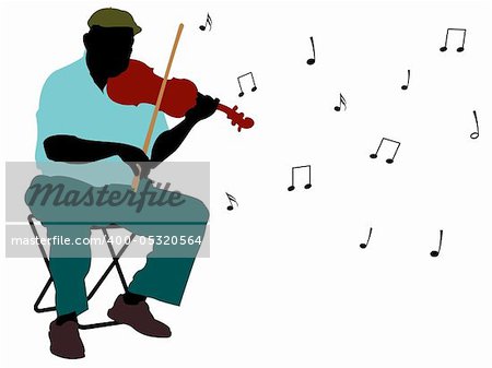 man playing violin silhouette, abstract vector art illustration