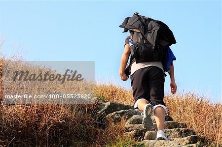 Sport hiking in mountains