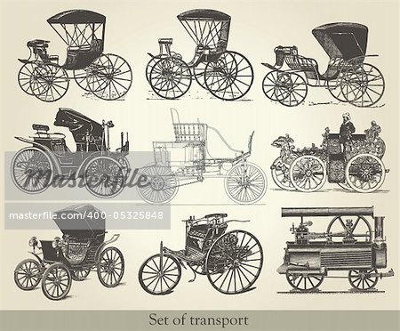 Vector set of old cars