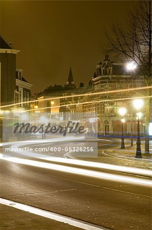 Long shutterspeed in Utrecht, the Netherlands. The trails of the buslights are visible.