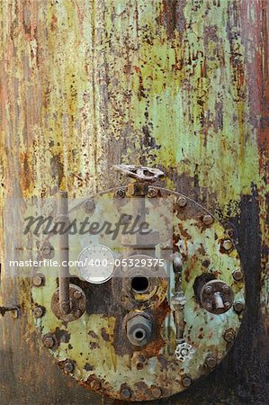 Rusty old machine, closeup image of industry background.