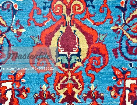 colored wool handmade carpet closeup