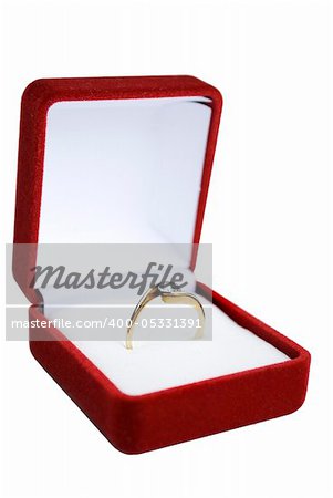 shiny engagement ring in red box isolated