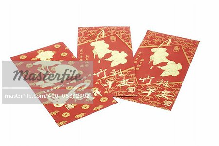 Chinese New Year red packets on white background