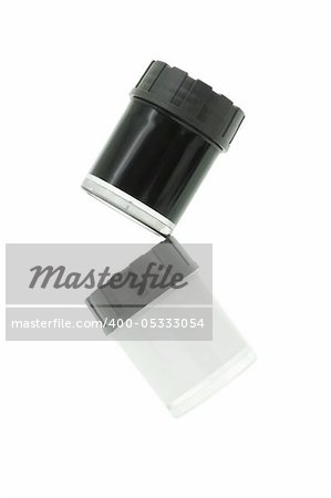 Bottles of black and white paint isolated on white
